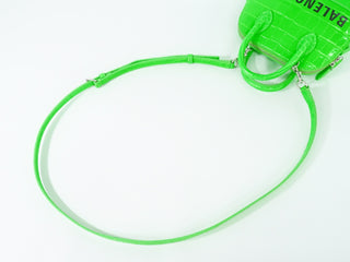 Balenciaga Logo Ville Bag Crocodile Embossed Leather