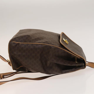 Celine Vintage Drawstring Flap Backpack Macadam Coated Canvas