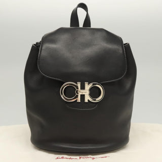 Salvatore Ferragamo Gancini Flap Drawstring Backpack Leather