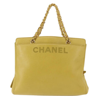 Chanel Vintage Logo Chain Tote Caviar