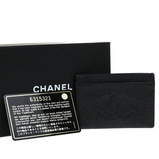 Chanel Logo CC Card case Grained  Leather