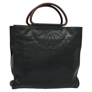 Chanel Vintage Wooden Ring Tote Caviar