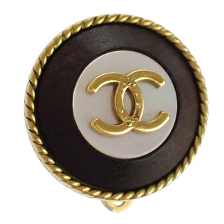 Chanel Vintage CC Round Button Clip-On Earrings Metal