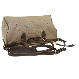 Prada Logo Convertible Boston Bag Canvas