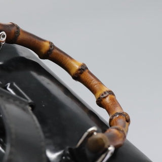 Gucci Vintage Bamboo Backpack Nylon and Patent Leather