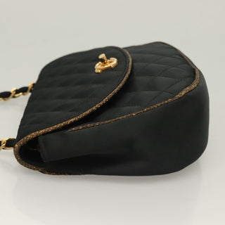 Chanel Vintage Half Moon Chain Bag Quilted Satin with Braided Detail