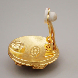 Chanel Vintage Round CC Clip-On Earrings Metal