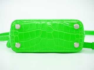 Balenciaga Logo Ville Bag Crocodile Embossed Leather