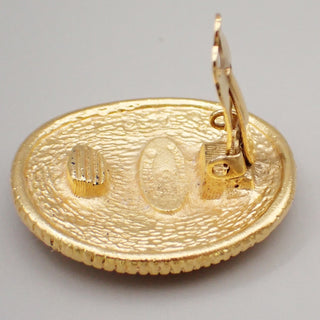 Chanel clips bouton ovale ange logo Gold-plated
