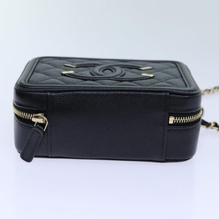 Chanel Filigree Vanity Clutch with Chain Quilted Caviar