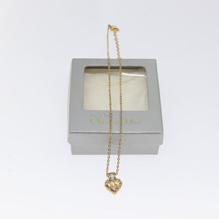 Christian Dior Logo Heart Pendant Necklace Metal with Crystal