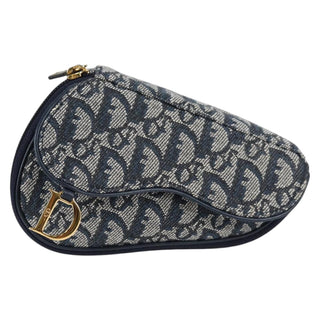 Christian Dior Saddle Zip Pouch Diorissimo Canvas