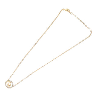 Christian Dior Vintage Logo Round Pendant Necklace Metal