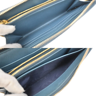 Prada Zip Around Tab Wallet Saffiano Leather