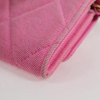 Chanel 19 Flap Coin Purse With Chain Quilted Denim