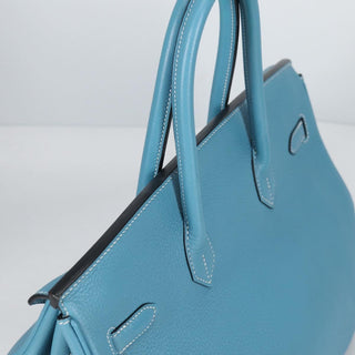 Hermes Birkin Handbag Blue Togo with Palladium Hardware