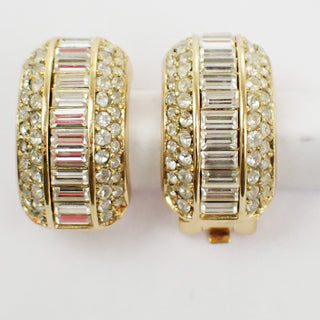 Christian Dior Vintage CD Stud Earrings Crystal Embellished Metal