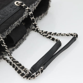 Chanel Logo Chain Tote Quilted Nylon with Tweed
