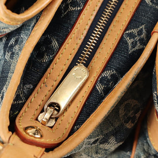 Louis Vuitton Porte Epaule Raye Handbag Striped Monogram Denim