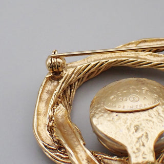 Chanel Vintage CC Logo Imitation Pearl Brooch Gold-Plated