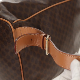 Celine Vintage Drawstring Flap Backpack Macadam Coated Canvas