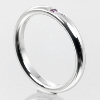 Tiffany & Co. Elsa Peretti 1 Diamond Stacking Band Ring Silver 925 with Pink Saphir