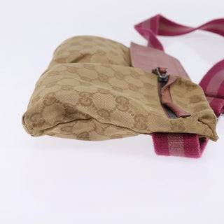 Gucci Vintage Double Belt Bag GG Canvas with Leather