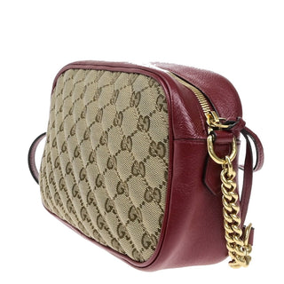 Gucci GG Marmont Shoulder Bag Diagonal Quilted GG Canvas with Leather
