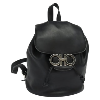 Salvatore Ferragamo Gancini Flap Drawstring Backpack Leather