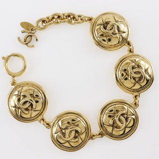 Chanel Vintage CC Quilted Medallion Bracelet Metal