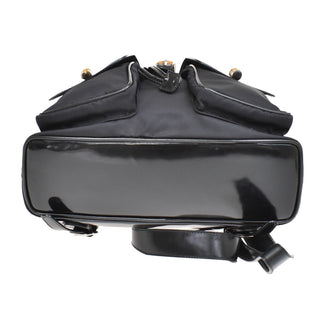 Gucci Vintage Bamboo Backpack Nylon and Patent Leather