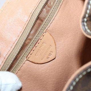 Celine Vintage Drawstring Flap Backpack Macadam Coated Canvas