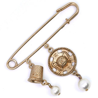 Chanel CC Coco Brooch Metal with Faux Pearls and Crystals