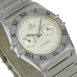 Omega Constellation Day Date Quartz Watch Stainless Steel