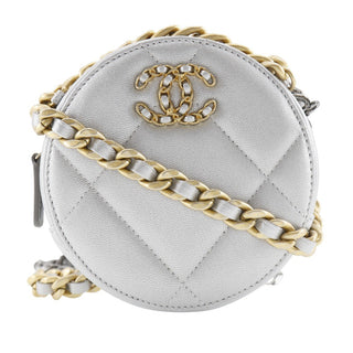 Chanel 19 Round Clutch with Chain Quilted Leather