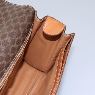 Celine Vintage Macadam Circle Logo Shoulder Bag Canvas and Leather