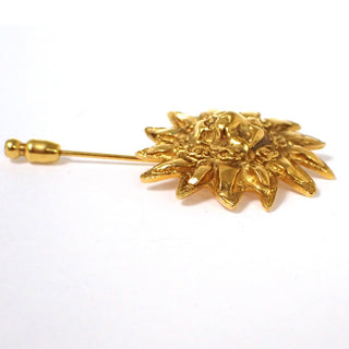 Chanel Vintage Sunburst Lion Head Brooch Metal