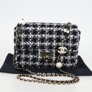 Chanel Square Classic Single Flap Bag Quilted Tweed