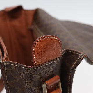 Celine Vintage Macadam Circle Logo Shoulder Bag Canvas and Leather