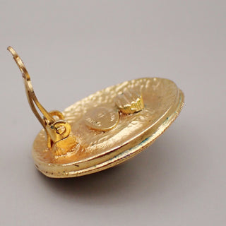Chanel Vintage Round Clip-On Earrings Metal with Faux Pearl