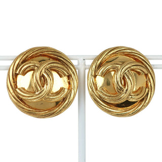 Chanel Vintage CC Round Clip-On Earrings Metal