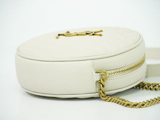 Saint Laurent Vinyle Round Camera Bag Matelasse Chevron Leather