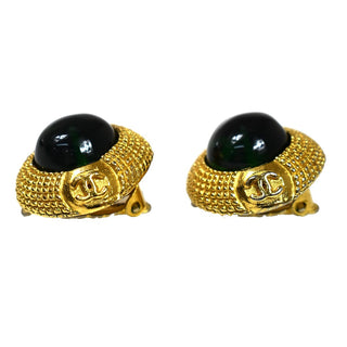 Chanel Vintage Round Clip-On Earrings Metal with Gripoix