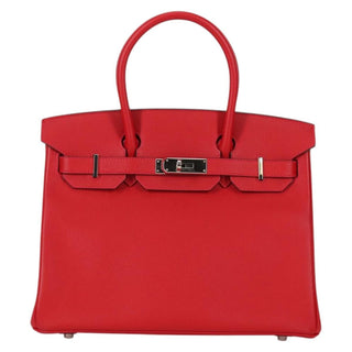Hermes Birkin Handbag Red Epsom with Palladium Hardware