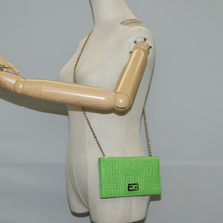 Fendi Wallet on Chain Logo Embossed Leather