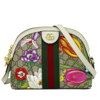 Gucci Ophidia Dome Shoulder Bag Flora GG Coated Canvas