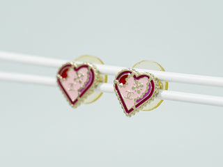 Chanel CC Heart Cut Out Stud Earrings Metal with Crystals