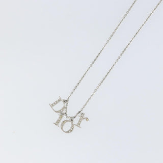 Christian Dior Logo Necklace Crystal Embellished Metal