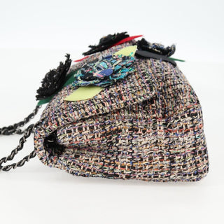 Chanel Camellia Flap Shoulder Bag Tweed