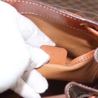 Celine Vintage Drawstring Flap Backpack Macadam Coated Canvas